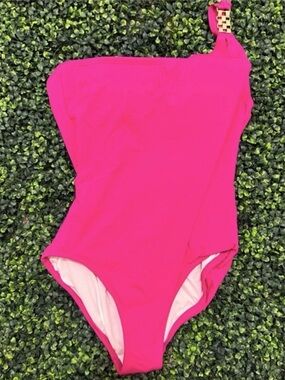 🏊🏼‍♀️💦MICHAEL KORS Hot Pink One-Shoulder One-Piece Swimsuit
